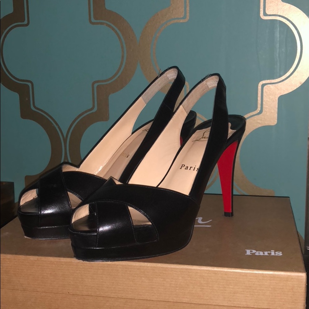 Christian LouBoutin Black OpenToe Slingback